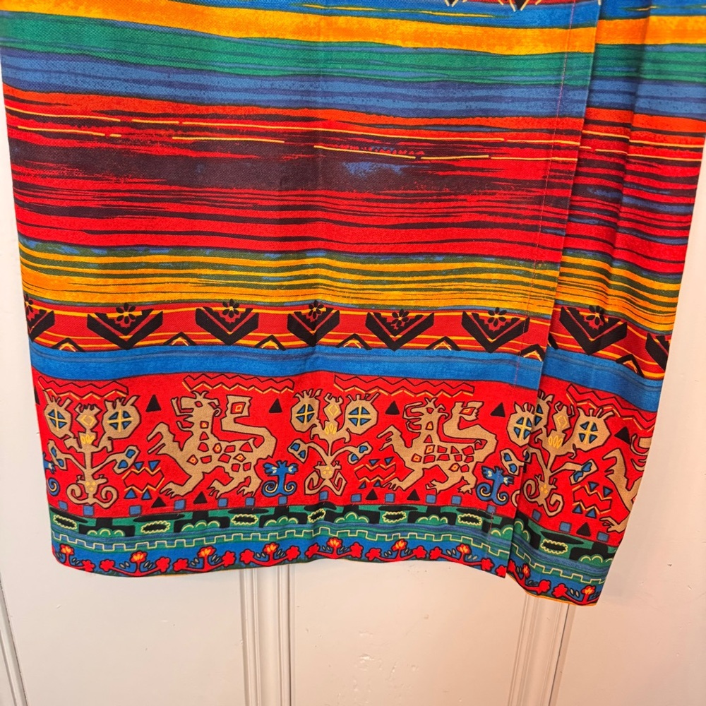 Vintage Breeches Aztec Western Maxi Wrap Skirt 100% cotton Ranchwear Boho SZ 14 - Picture 4 of 13